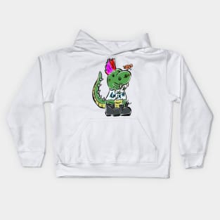 Punk Rocker Rock Tyrannosaurus Dinosaur Dino Cartoon Cute Character Kids Hoodie